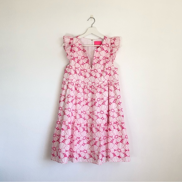Lilly Pulitzer Dresses & Skirts - Lilly Pulitzer Keila Hot Pink White Floral Botanical Eyelet Tiered Dress Size 6